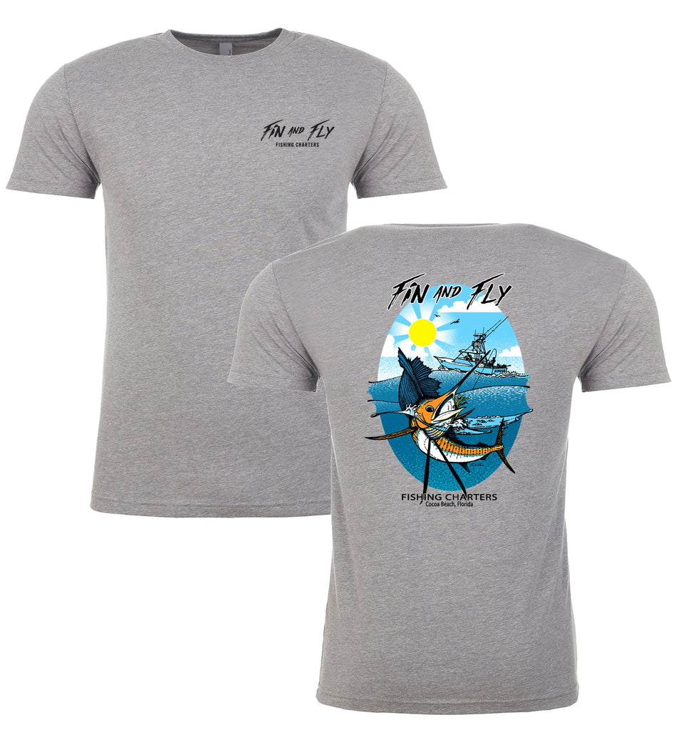 Sailfish Short Sleeve Fishing T-Shirt // Grey